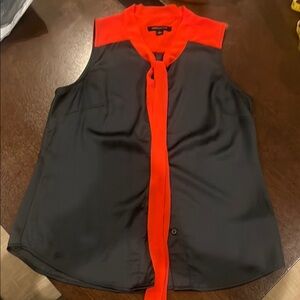 Banana Republic red and grey Tie Front Blouse